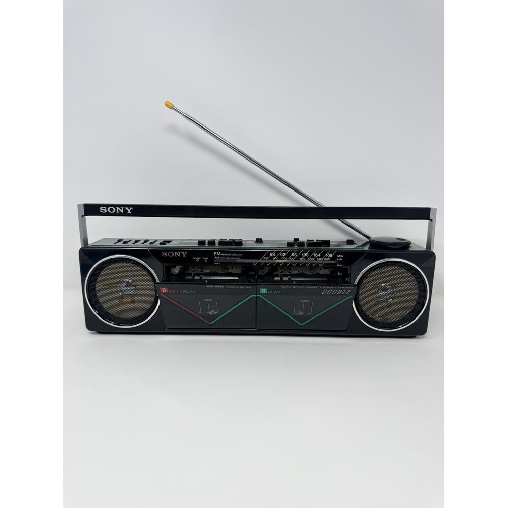 Sony CFS-W50 Boombox Double Cassette AM FM Tested Black